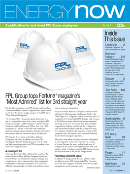 Fpl Group Tops Fortune ® Magazine's 'Most Admired'