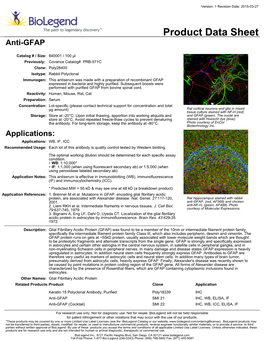 Product Data Sheet Anti-GFAP