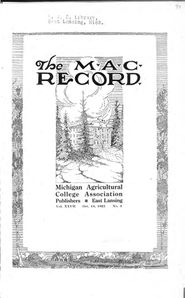 Michigan Agricultural College Association 111 Publishers a East Lansing Vol