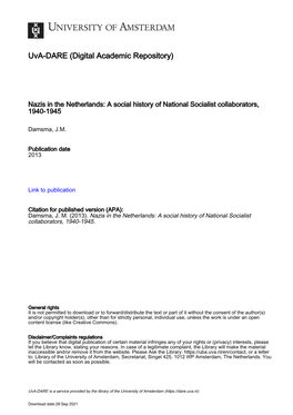 Nazis in the Netherlands: a Social History of National Socialist Collaborators, 1940-1945