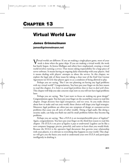 Virtual World Law