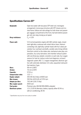 Porsche Carrera GT Specifications