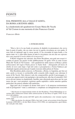 Dal Piemonte Alla Valle D'aosta, Da Roma a Buenos Aires. La