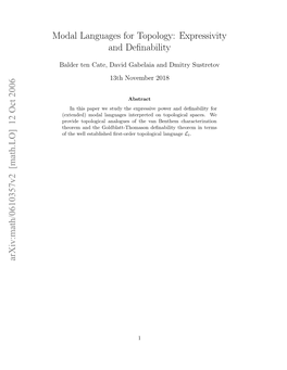 [Math.LO] 12 Oct 2006 Modal Languages for Topology