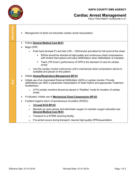 Cardiac Arrest Management FIELD TREATMENT GUIDELINE C-01