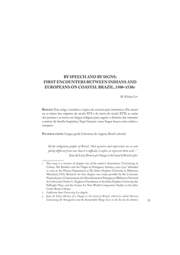 First Encounters Between Indians and Europeans on Coastal Brazil, 1500–1530 S!