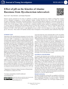 Effect of Ph on the Kinetics of Alanine Racemase from Mycobacterium Tuberculosis