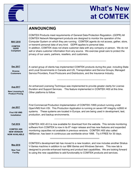 What's New at COMTEK