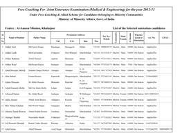 Khalatpur List of the Selected Outstation Candidates