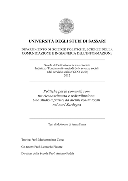 Università Degli Studi Di Sassari