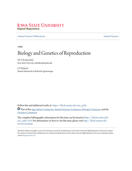 Biology and Genetics of Reproduction M