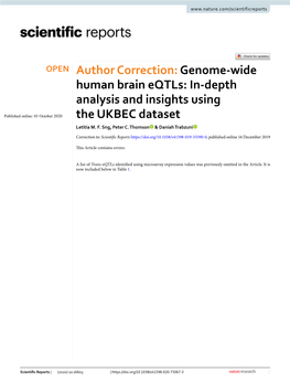 Genome-Wide Human Brain Eqtls: In-Depth Analysis and Insights Using the UKBEC Dataset