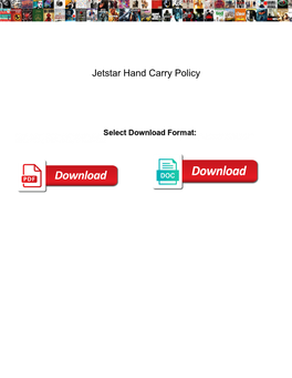 Jetstar Hand Carry Policy