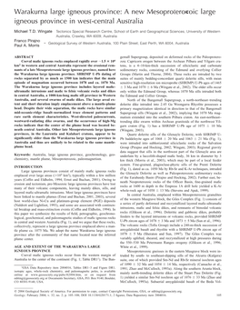 Warakurna Large Igneous Province: a New Mesoproterozoic Large Igneous Province in West-Central Australia