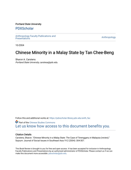 Chinese Minority in a Malay State by Tan Chee-Beng