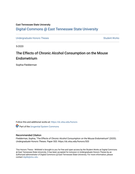 The Effects of Chronic Alcohol Consumption on the Mouse Endometrium