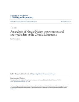 An Analysis of Navajo Nation Snow Courses and Snowpack Data in the Chuska Mountains Lani Tsinnajinnie