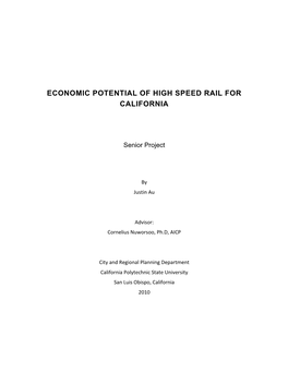 Economic Potential of High-Speed Rail in California