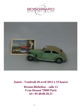 Vente Du Vendredi 20 Avril 2012