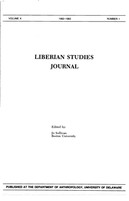 Liberian Studies Journal