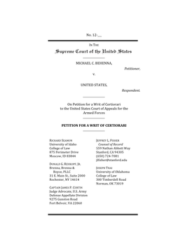 MICHAEL C. BEHENNA, Petitioner, V. UNITED STATES