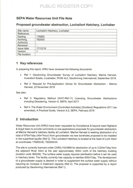 Proposed Groundwater Abstraction, Lochailort Hatchery, Lochaber