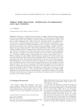 Afghan–Tajik Depression: Architecture of Sedimentary Cover and Evolution