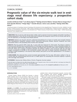 Prognostic Value of the Six-Minute Walk Test in End- Stage Renal Disease Life Expectancy: a Prospective Cohort Study