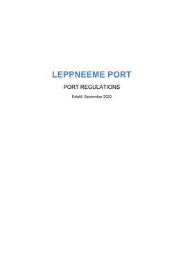 Leppneeme Port Port Regulations