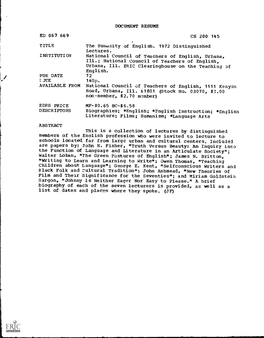 Ed 067 669 Title Document Resume Cs 200 145