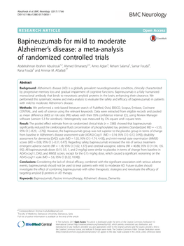 Bapineuzumab for Mild to Moderate Alzheimer's Disease