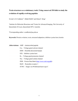 Toxin Structures As Evolutionary Tools: Using Conserved 3D Folds to Study the Evolution of Rapidly-Evolving Peptides