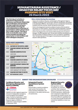 HUMANITARIAN ASSISTANCE / DISASTER RELIEF FOCUS DAY MORNING SITE VISIT 26 March 2019