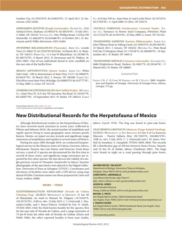 New Distributional Records for the Herpetofauna of Mexico