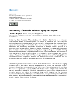 The Assembly of Pannotia: a Thermal Legacy for Pangaea?
