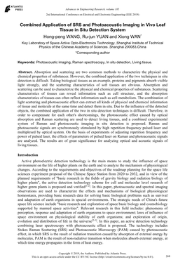 Combined Application of SRS and Photoacoustic Imaging in Vivo Leaf