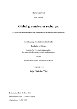 Global Groundwater Recharge