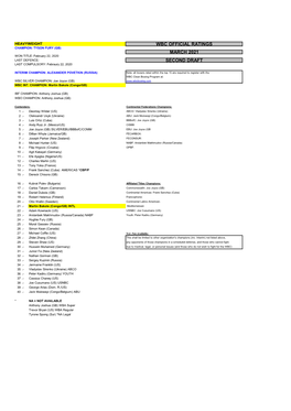 Wbc Official Ratings March 2021 Second Draft