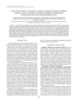 Gene Flow Among Anopheles Albimanus Populations in Central America, South America, and the Caribbean Assessed by Microsatellites and Mitochondrial Dna