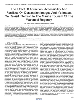 The Effect of Attraction, Accessibility and Facilities on Destination Images and It's Impact on Revisit Intention in the Marin