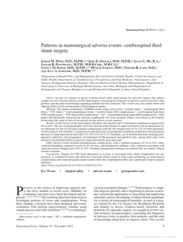 Cerebrospinal Fluid Shunt Surgery