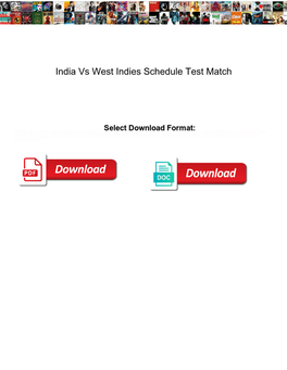India Vs West Indies Schedule Test Match