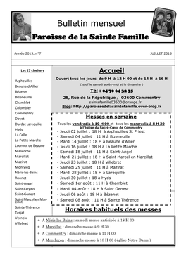 Bulletin Mensuel Paroisse De La Sainte Famille