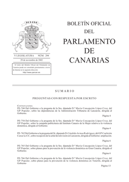 Parlamento De Canarias Puede Ser Consultado Gratuitamente a Través De Internet En La Siguiente Dirección