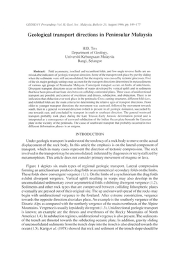 Geological Transport Directions in Peninsular Malaysia