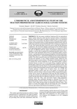 A Theoretical and Experimental Study of the Traction Properties of Agricultural Gantry Systems