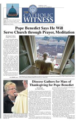Pope Benedict Says He Will Serve Church Through Prayer, Meditation by Francis X