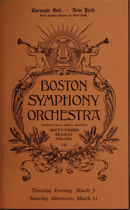 Boston Symphony Orchestra Concert Programs, Season 63,1943-1944, Trip