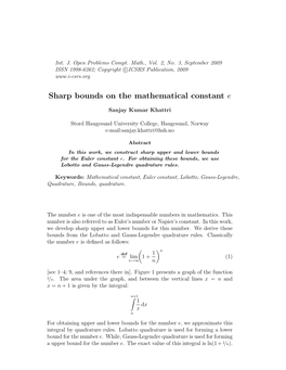 Sharp Bounds on the Mathematical Constant E