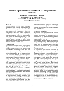 Combined Dispersion and Reflection Effects at Sloping Structures Fritz Büsching